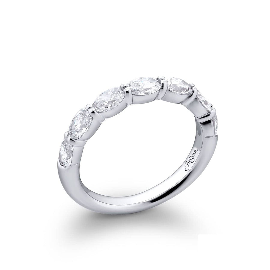 Platinum Oval Diamond Single-Row East-West Band