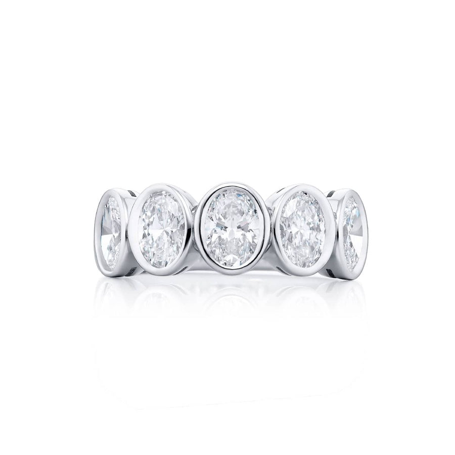 Platinum Oval Diamond Single-Row Bezel Set GIA Certified Band