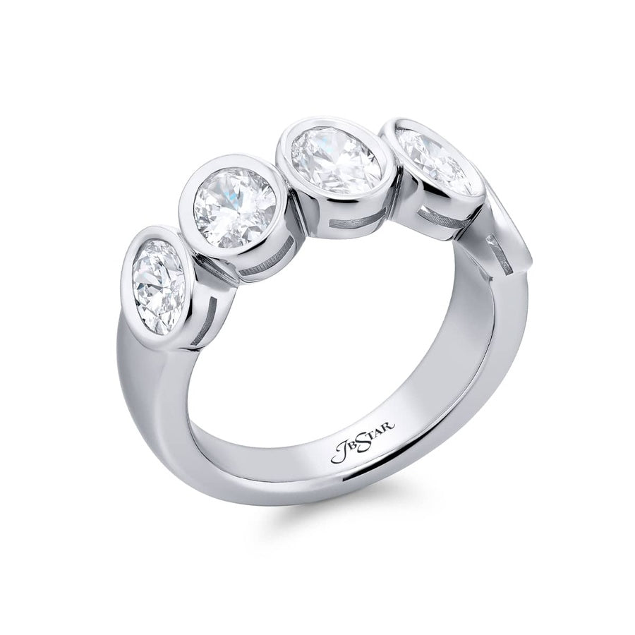 Platinum Oval Diamond Single-Row Bezel Set GIA Certified Band