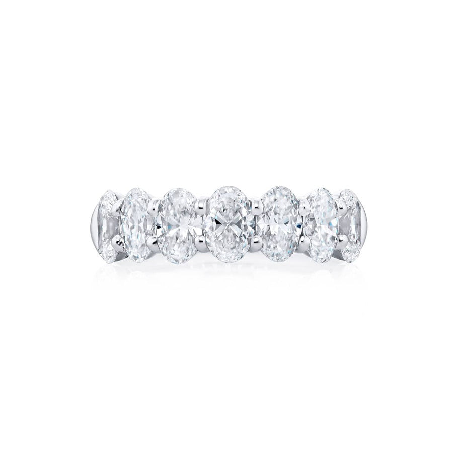 Platinum Oval Diamond Single-Row GIA Certified Band