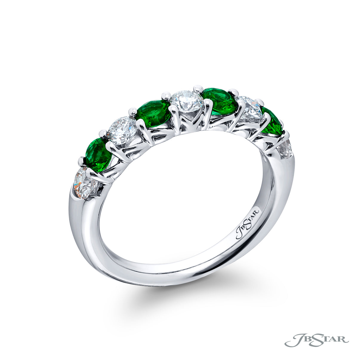 Round Diamond and Emerald Band