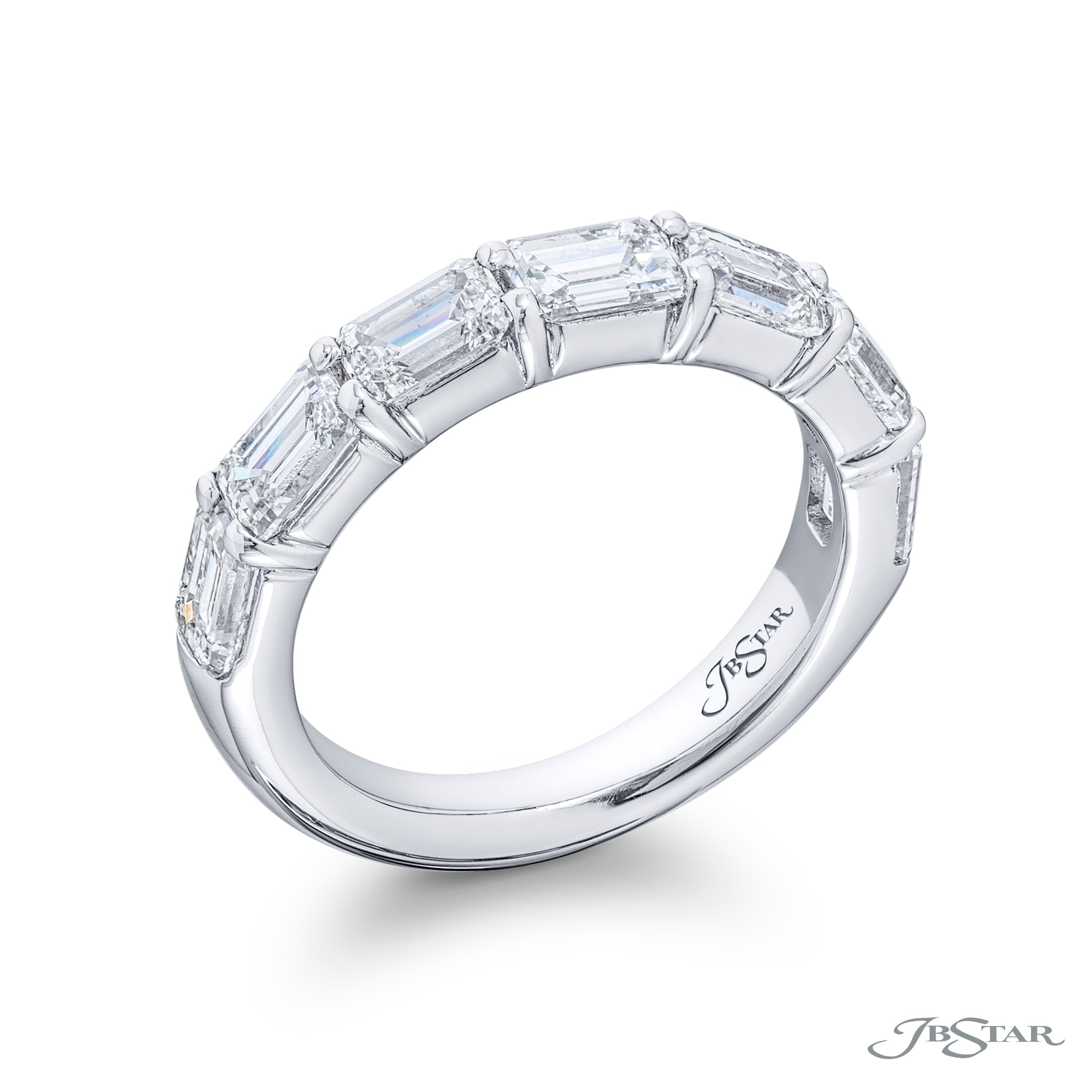 Shared Prong Emerald Cut Diamond Band
