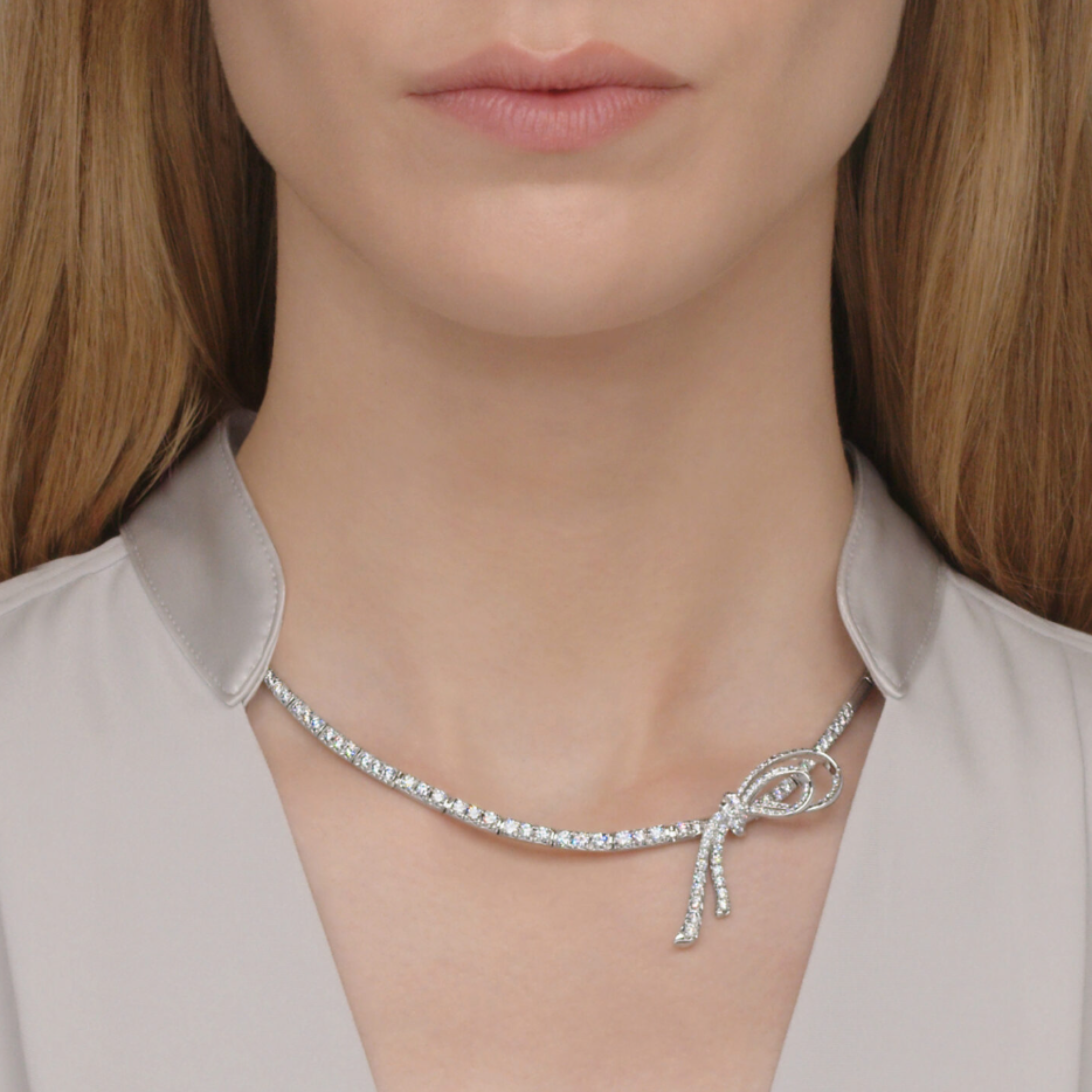 Ribbon Diamond Line Necklace
