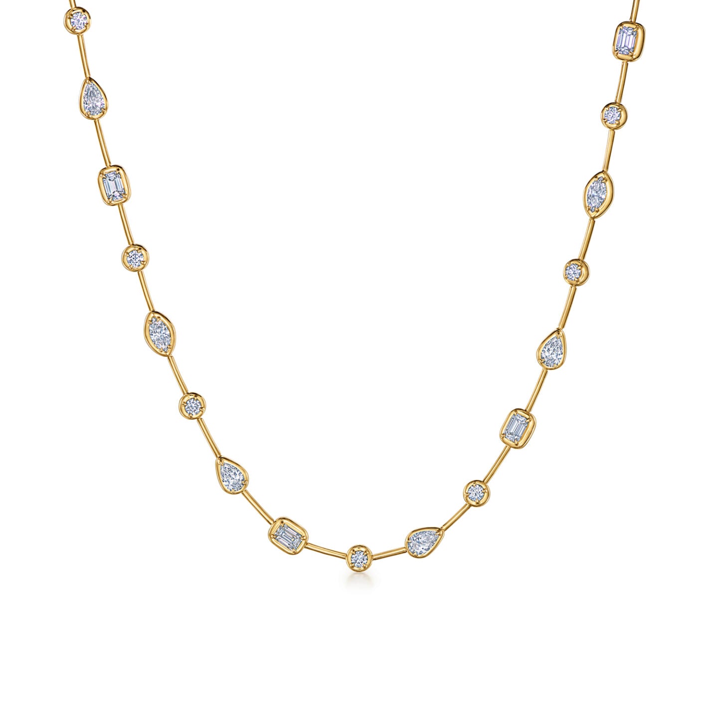 Starry Night Bezel Multishape Diamond Necklace