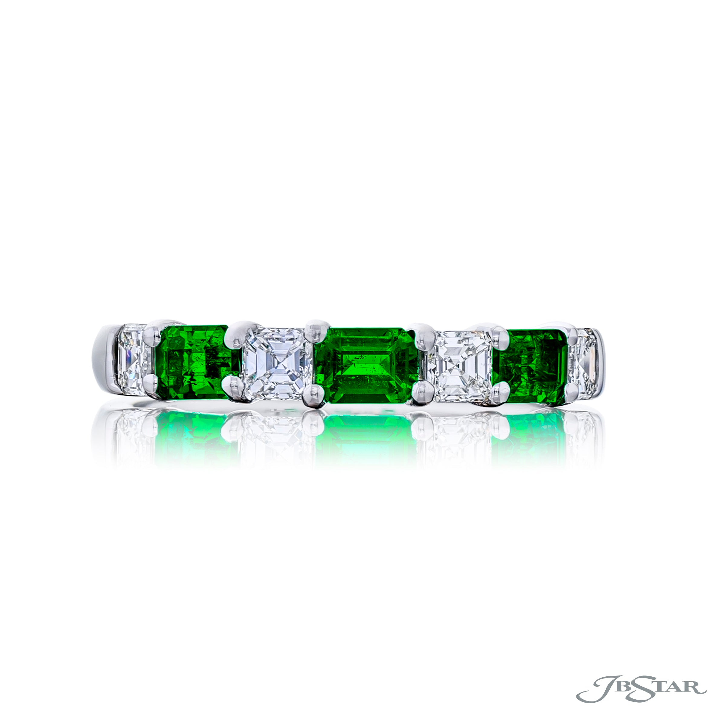 Emerald Cut Emerald and Square Emerald Cut Diamond Band