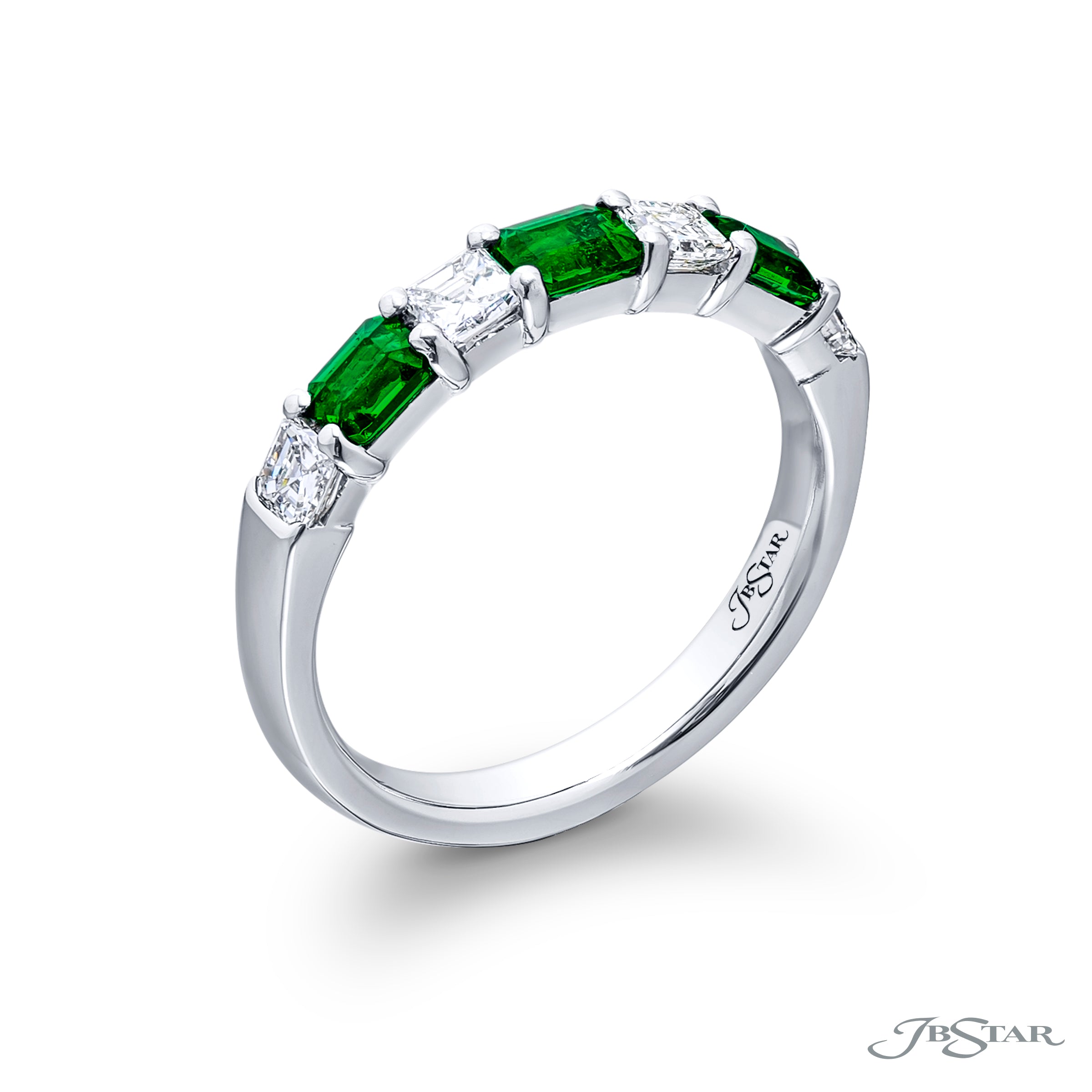 Emerald Cut Emerald and Square Emerald Cut Diamond Band