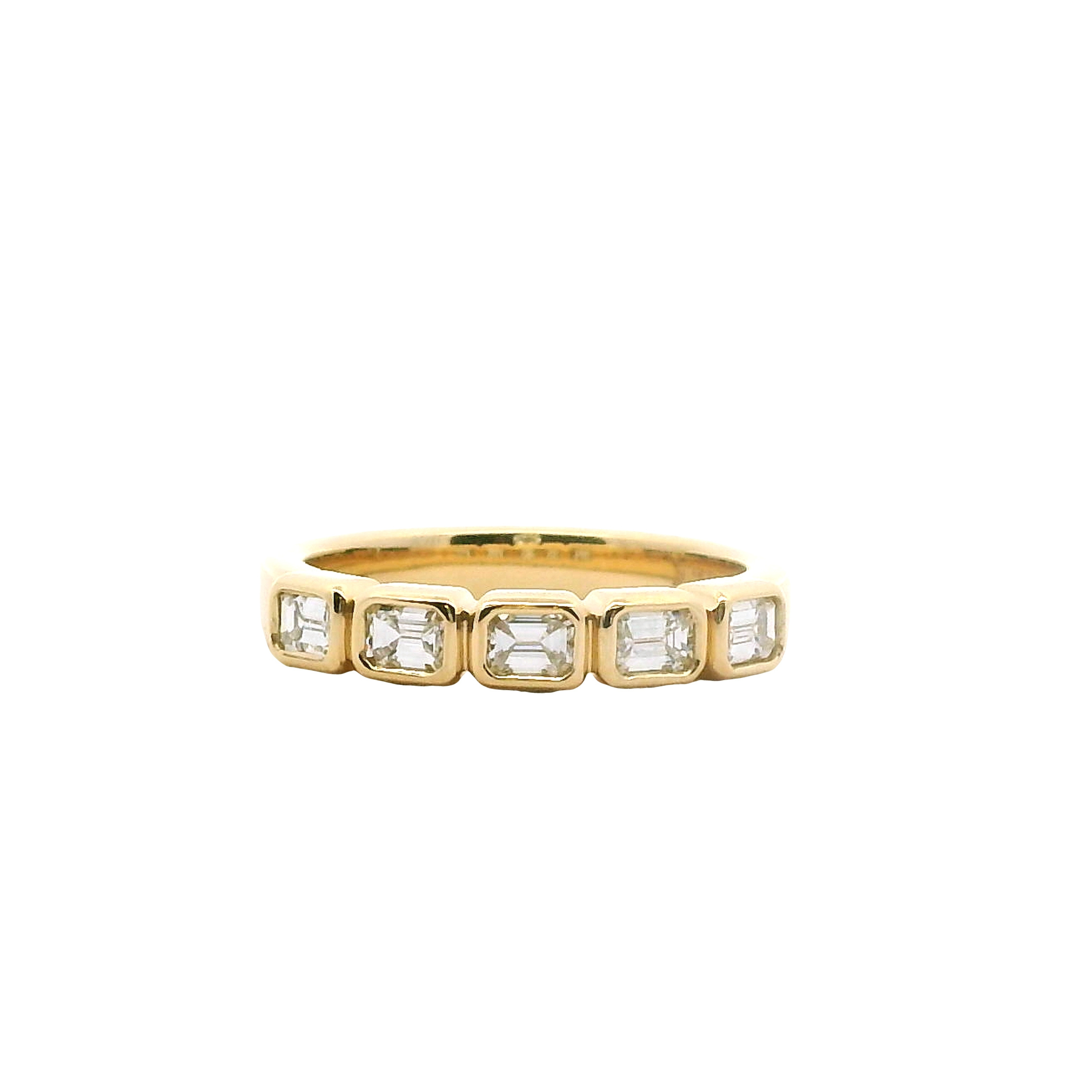 East-West Bezel Emerald Cut Diamond Five Stone Band