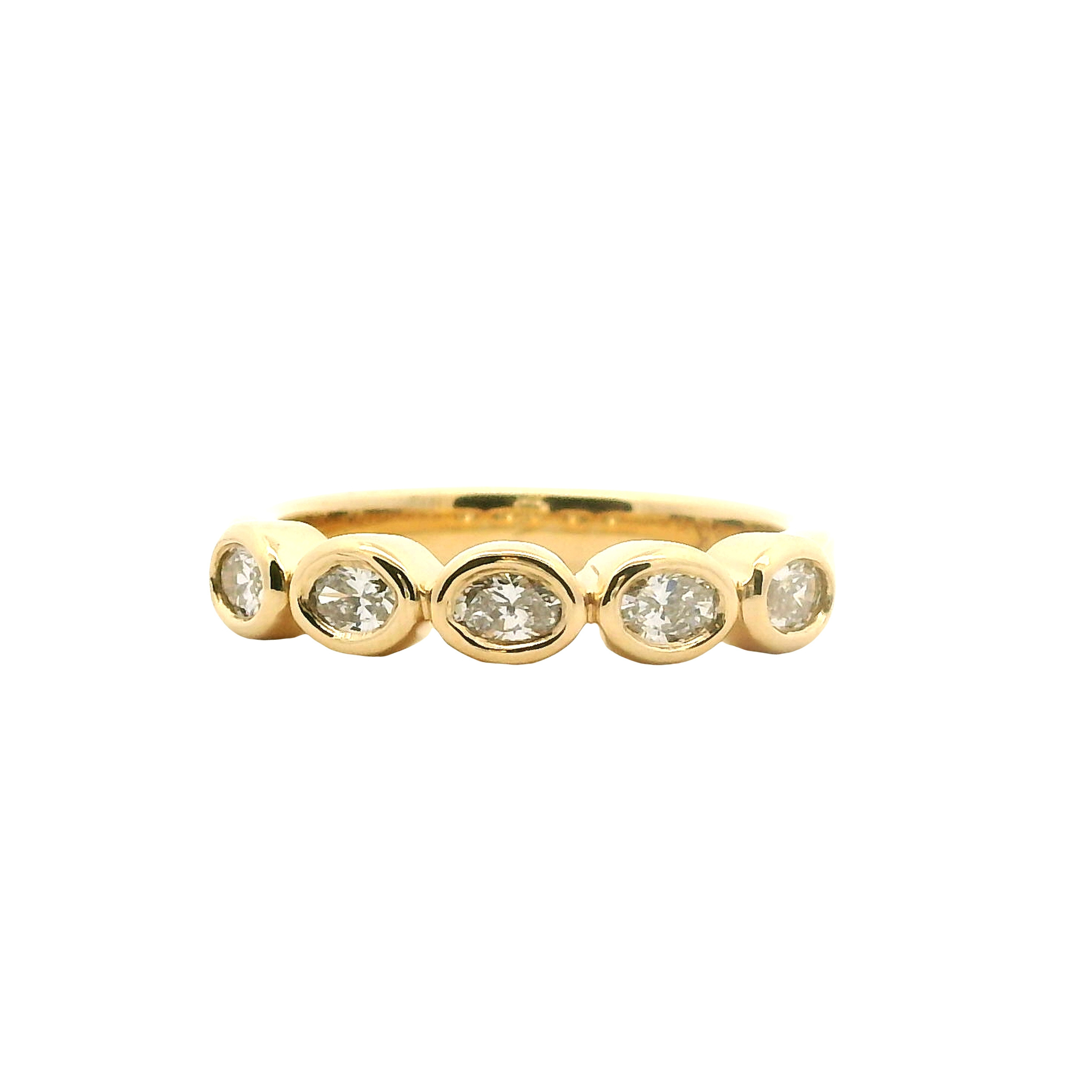 East-West Bezel Oval Diamond Five Stone Band