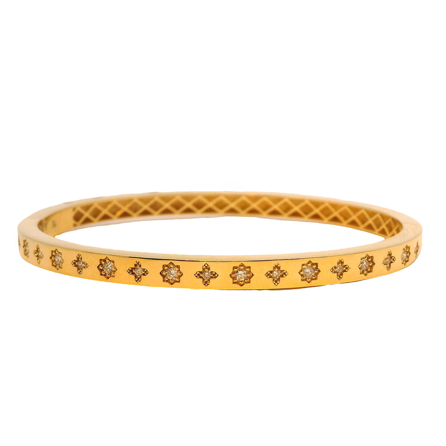 Detailed Round Diamond Station Bangle
