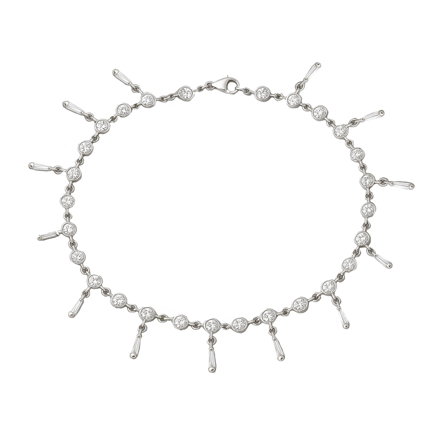 Diamond By-the-Yard Bracelet with Dangling Baguette Diamonds