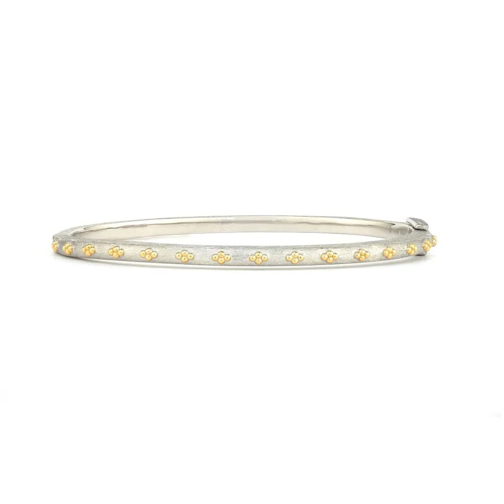 Mixed Metal Thin Beaded Quad Bangle