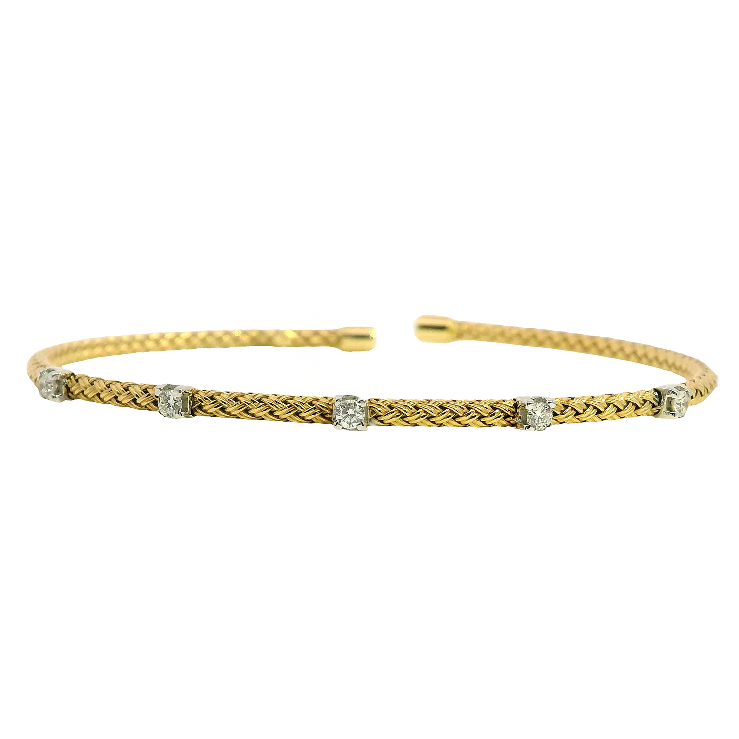 Prong Set Round Diamond Station Flex Rope Bangle