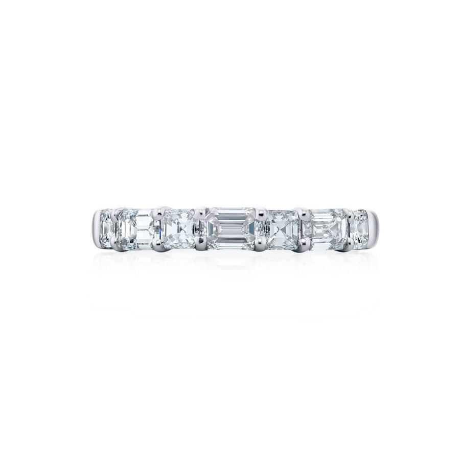 Platinum Emerald-Cut Diamond Single-Row East-West Band