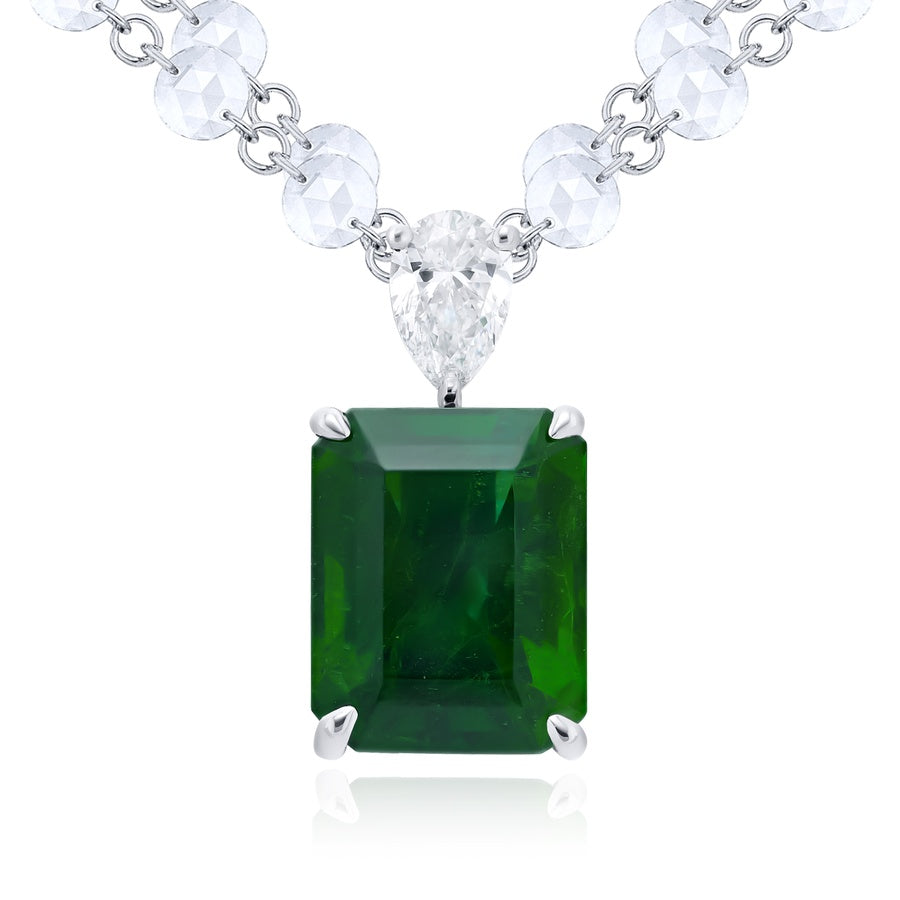 Platinum Emerald-Cut Vivid Emerald Certified Pendant