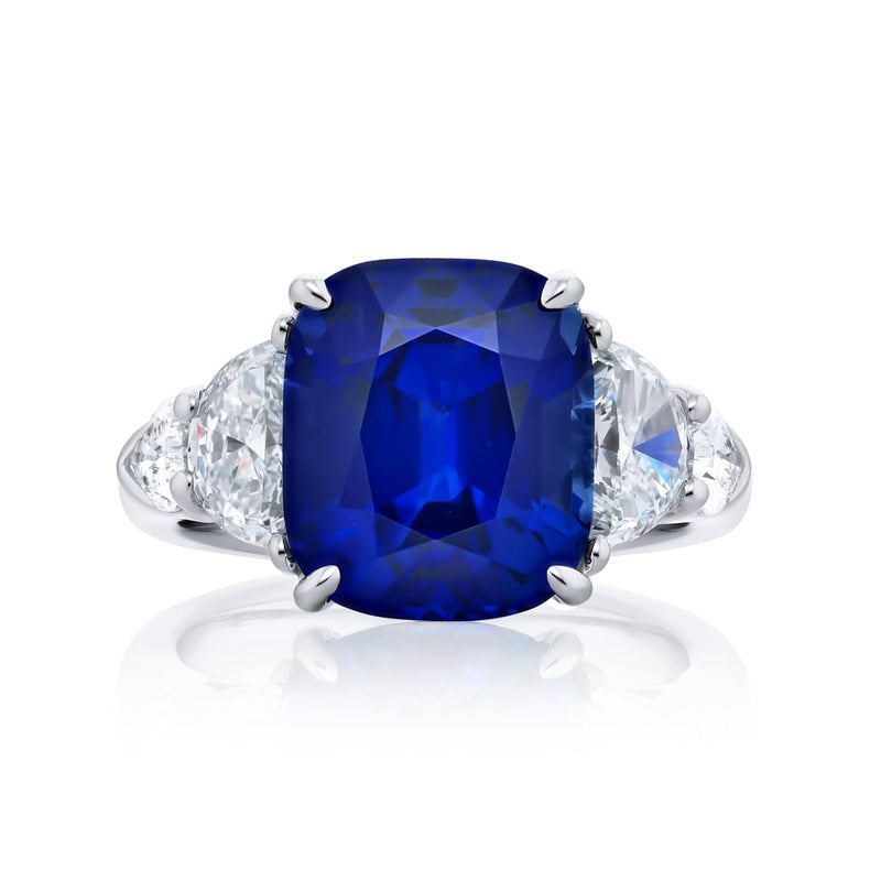 Platinum Cushion-Cut Sri Lankan Sapphire Certified Ring