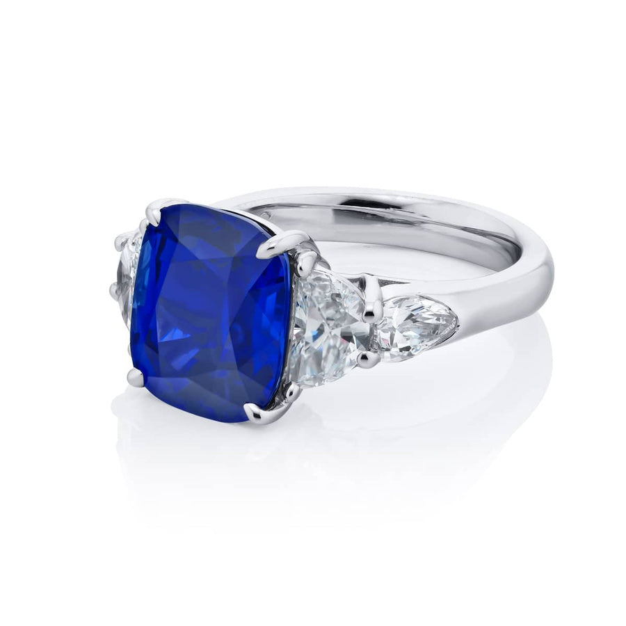 Platinum Cushion-Cut Sri Lankan Sapphire Certified Ring