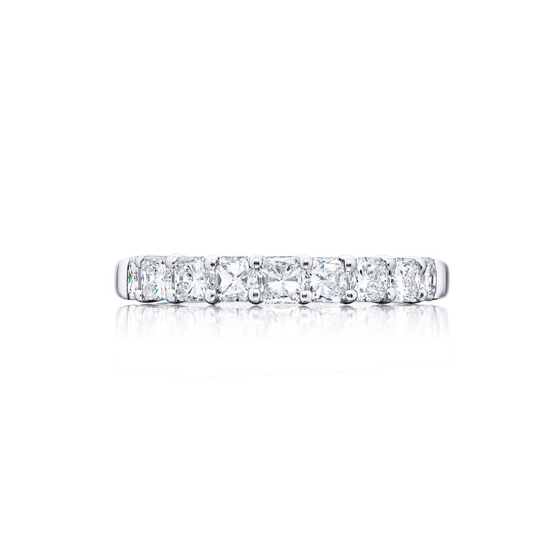 Platinum Square Emerald-Cut Diamond Single-Row Band