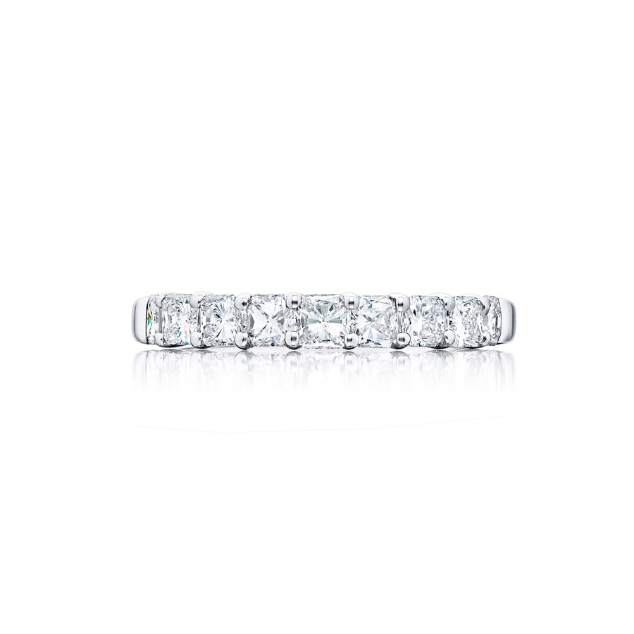 Platinum Square Emerald-Cut Diamond Single-Row Band