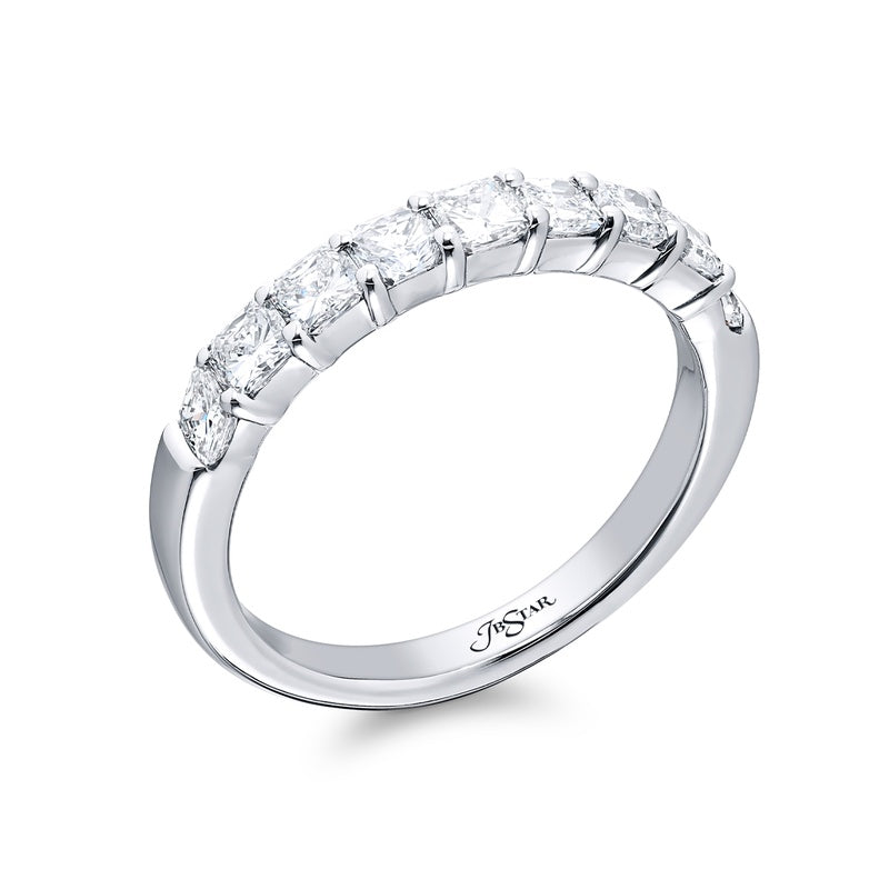 Platinum Square Emerald-Cut Diamond Single-Row Band