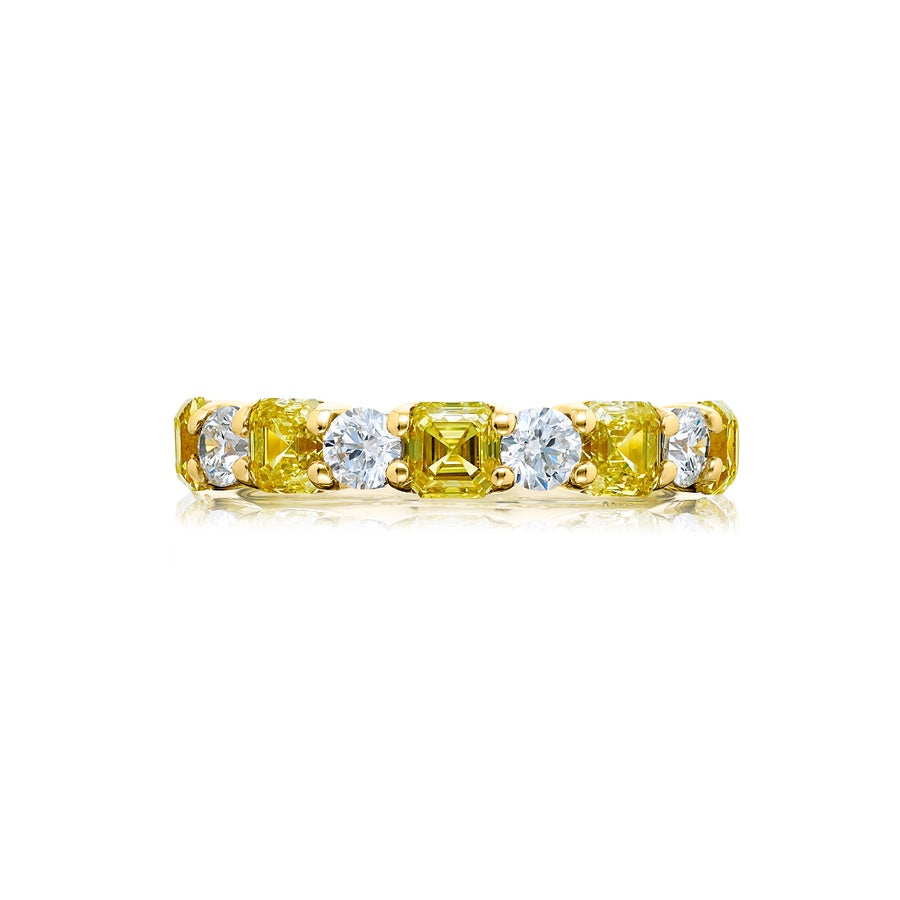 18K Yellow Gold Round Fancy Yellow Diamond Single-Row East-West Band