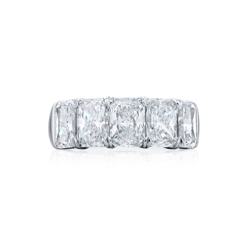 Platinum Radiant-Cut Diamond Single-Row GIA Certified Band