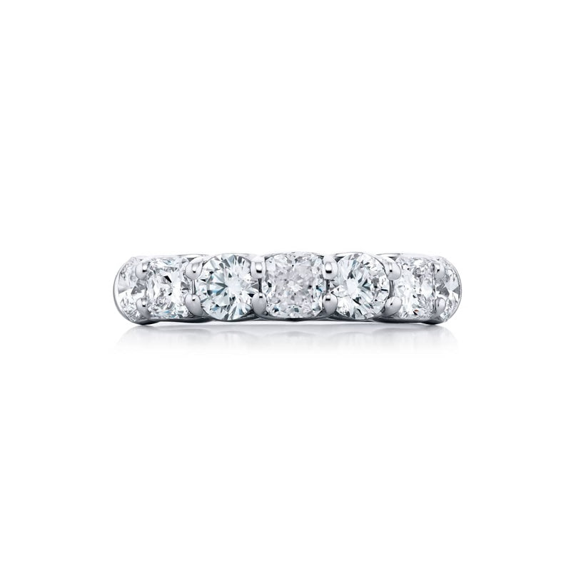 Platinum Cushion-Cut and Round Diamond Single-Row Band