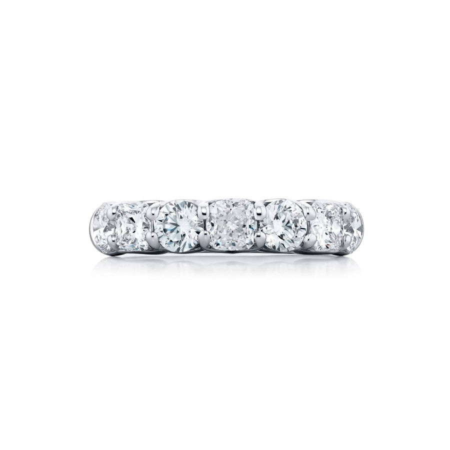 Platinum Cushion-Cut and Round Diamond Single-Row Band