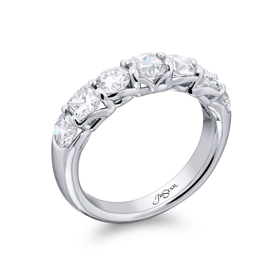 Platinum Cushion-Cut and Round Diamond Single-Row Band