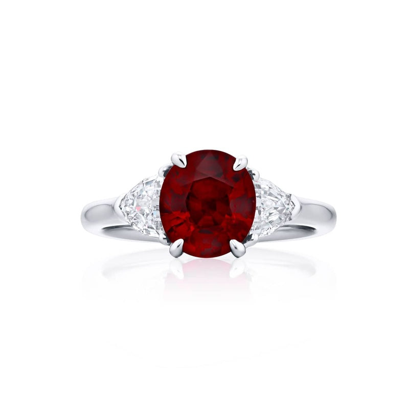Platinum Oval Pigeon Blood Ruby Certified Ring