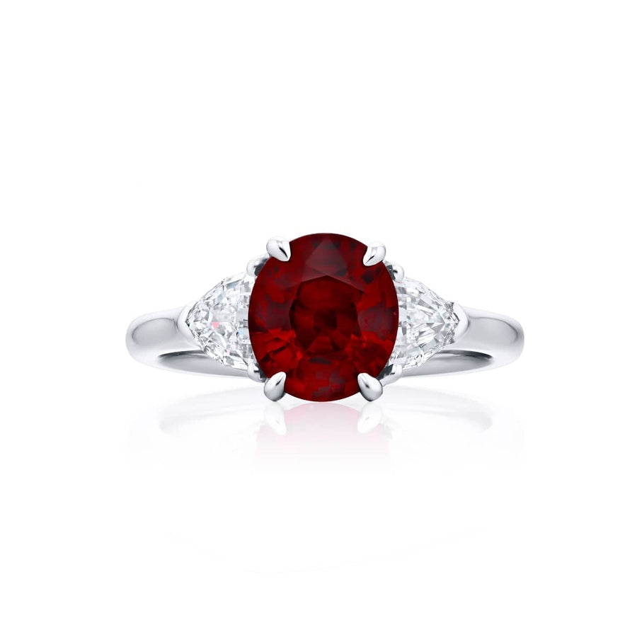Platinum Oval Pigeon Blood Ruby Certified Ring