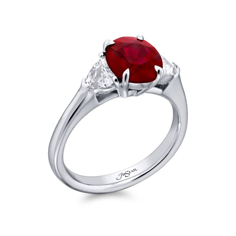 Platinum Oval Pigeon Blood Ruby Certified Ring