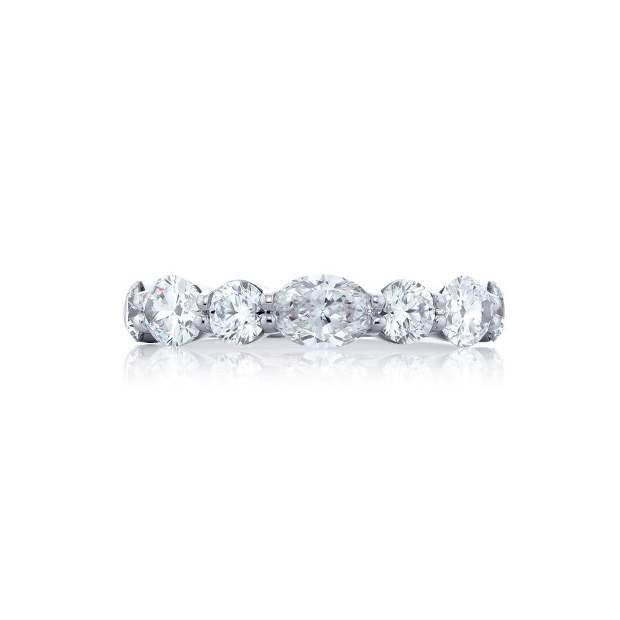 Platinum Oval and Round Diamond Single-Row East-West Band