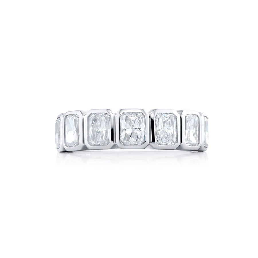 Platinum Radiant-Cut Diamond Single-Row Bezel Set GIA Certified Band