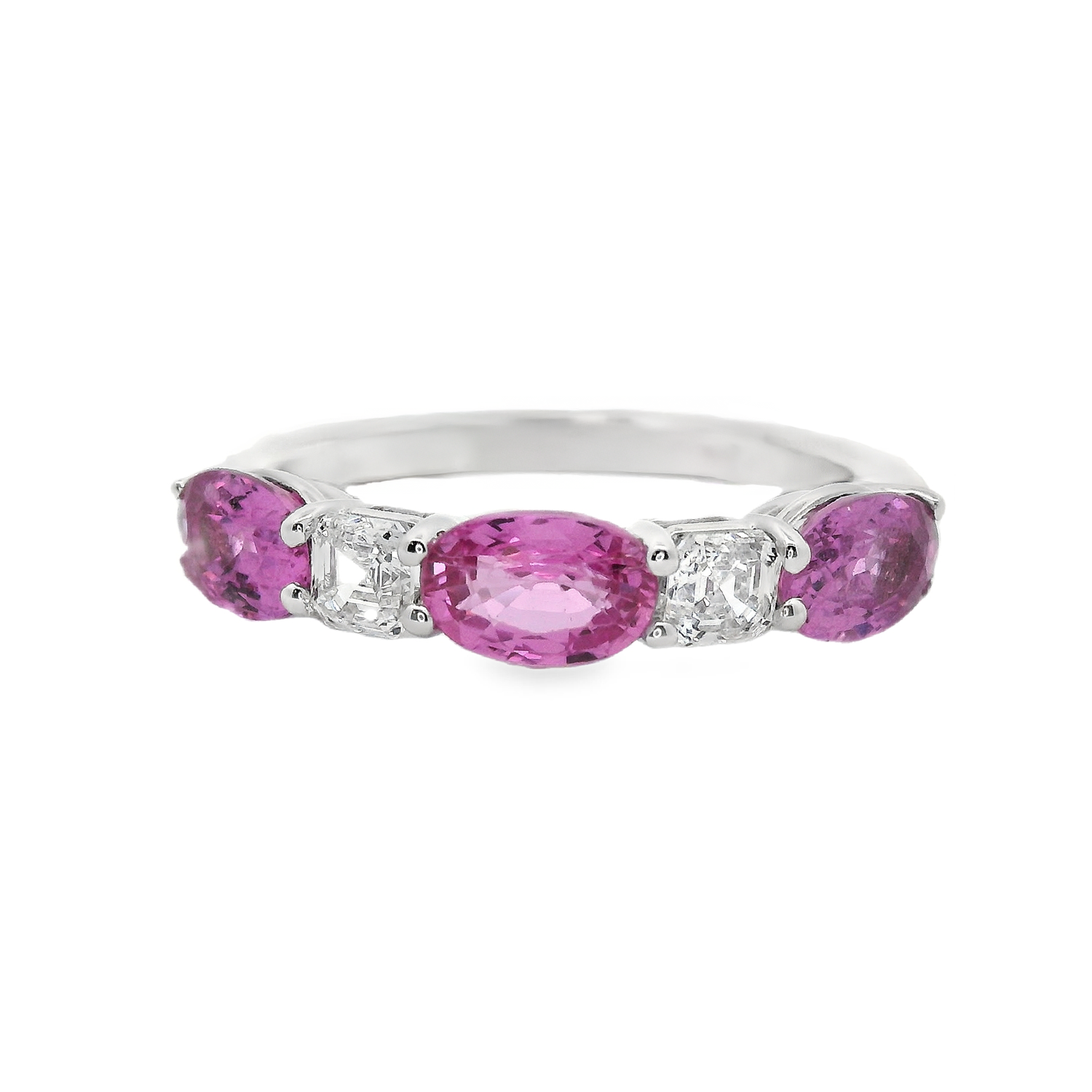 Alternating East/West Pink Sapphire and Diamond Band