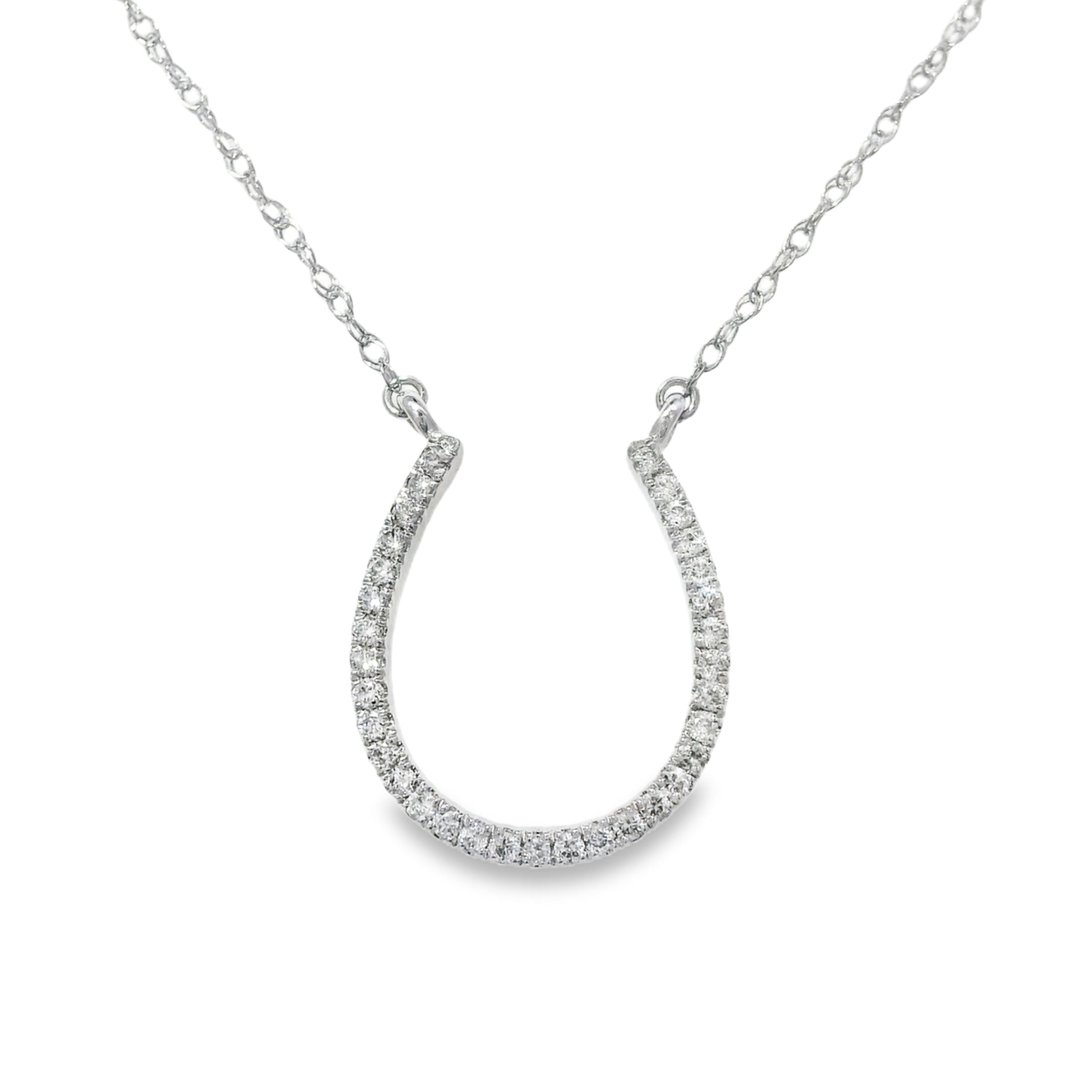 Horseshoe Pendant with Pave Diamonds on Cable Chain