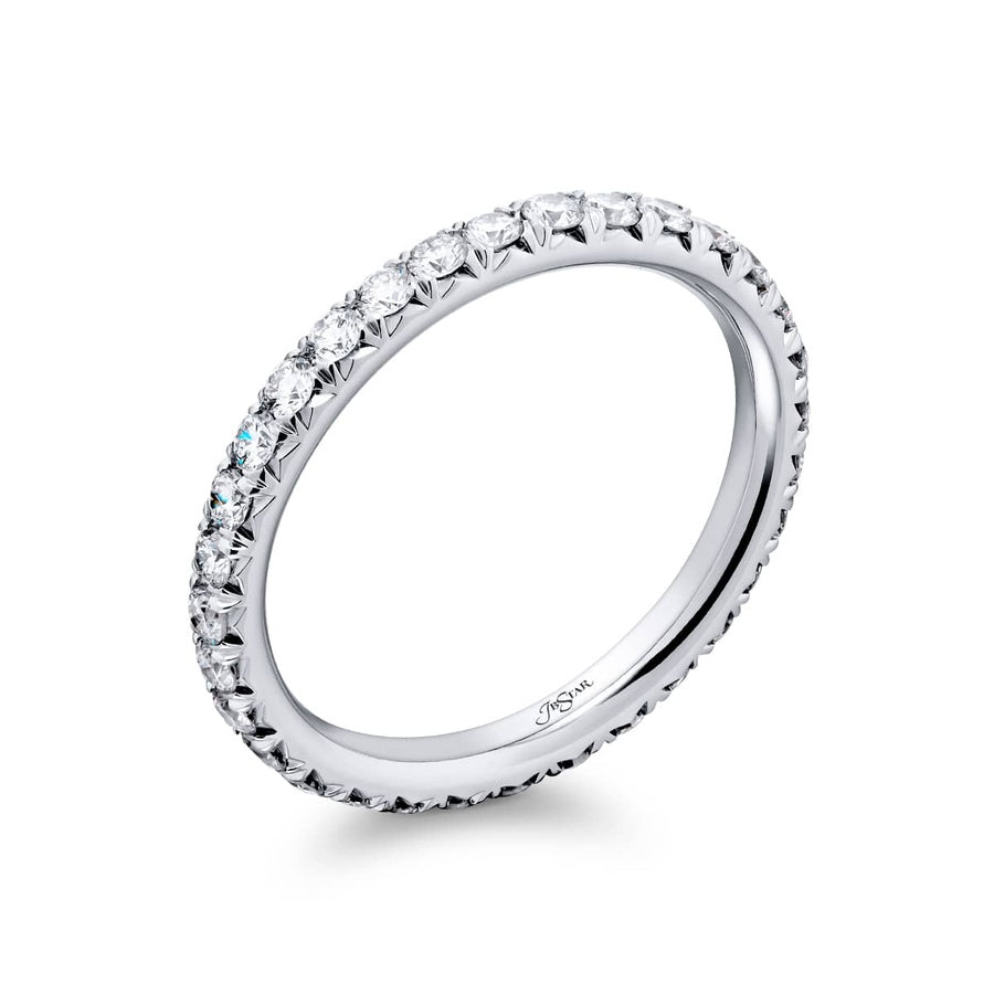 Platinum Round Diamond Micro Pave Eternity Band