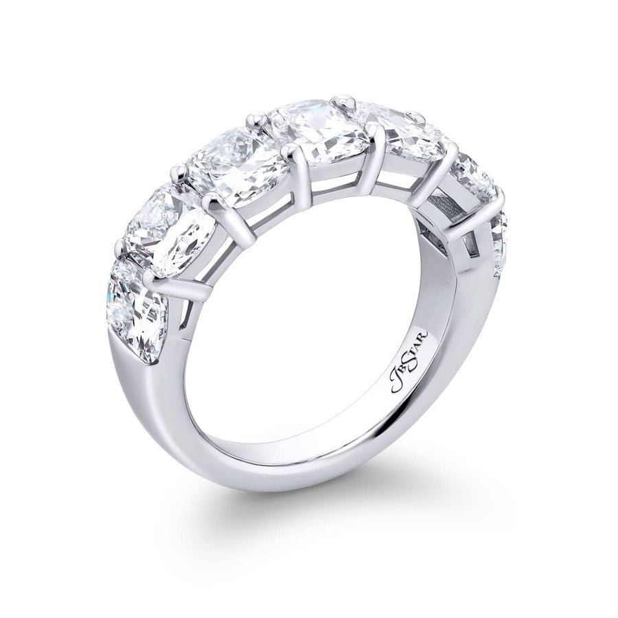 Platinum Cushion-Cut Diamond Single-Row GIA Certified Band