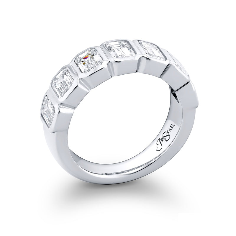 Platinum Emerald-Cut Diamond Single-Row Bezel Set Band