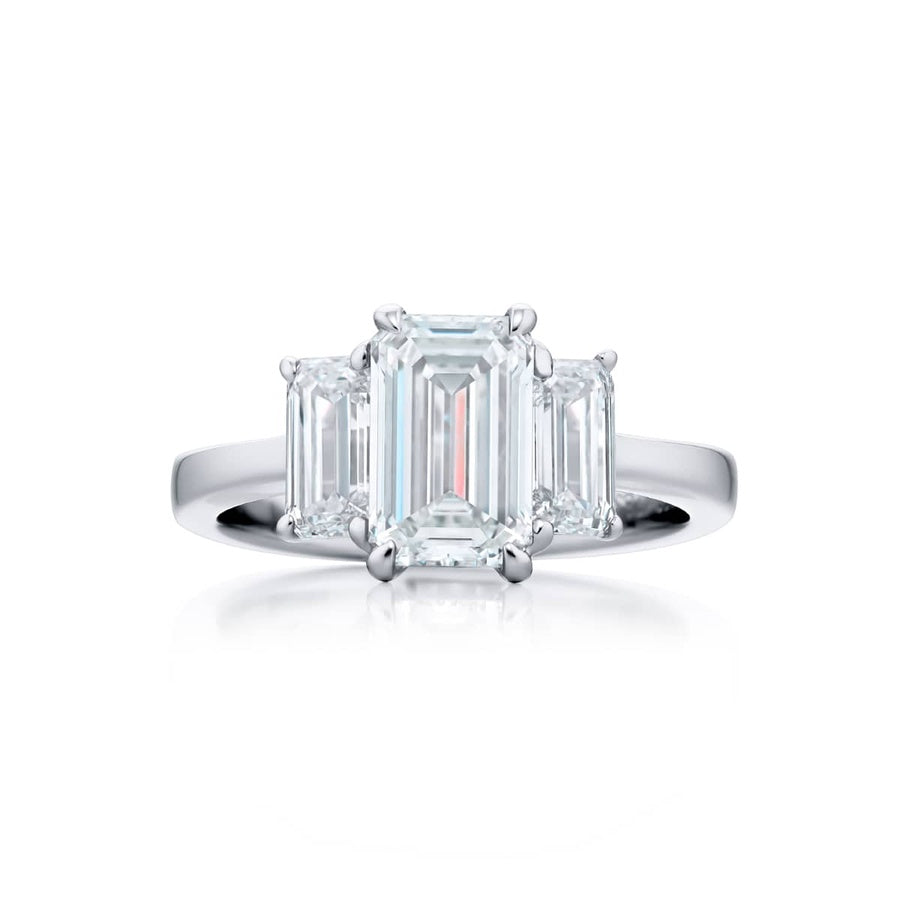 Platinum Emerald-Cut Diamond GIA Certified Engagement Ring