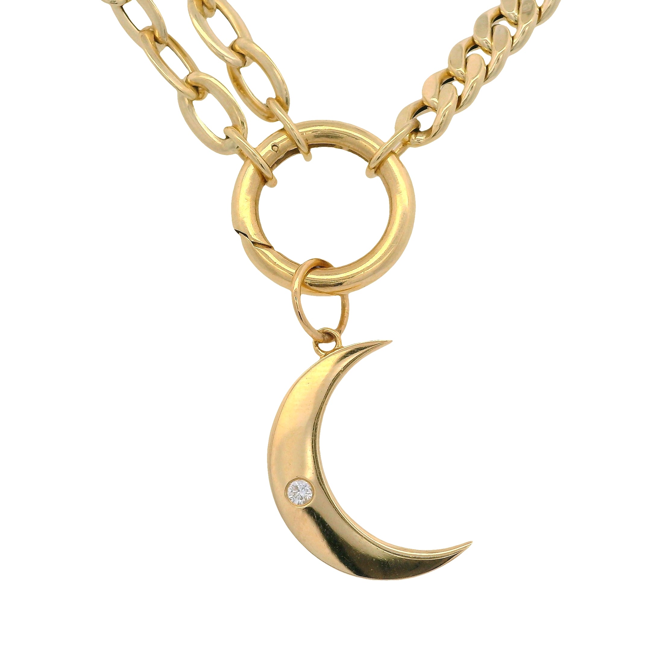 Crescent Moon Diamond Pendant