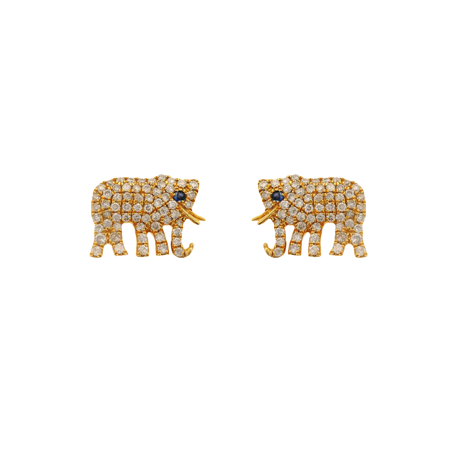 Pavé Diamond Elephant Stud Earrings