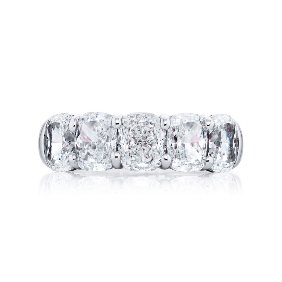 Platinum Cushion-Cut Diamond Single-Row GIA Certified Band