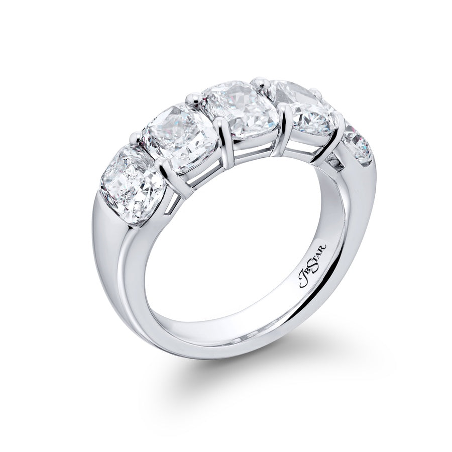 Platinum Cushion-Cut Diamond Single-Row GIA Certified Band