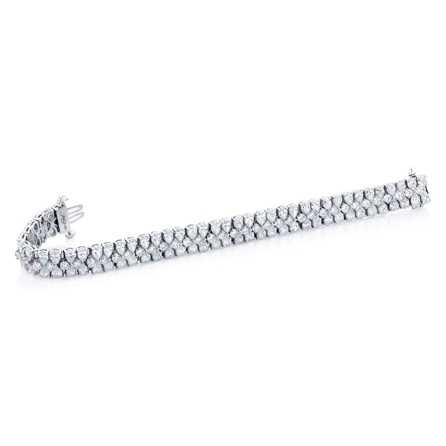 Platinum Pear-Shaped and Round Diamond Bracelet