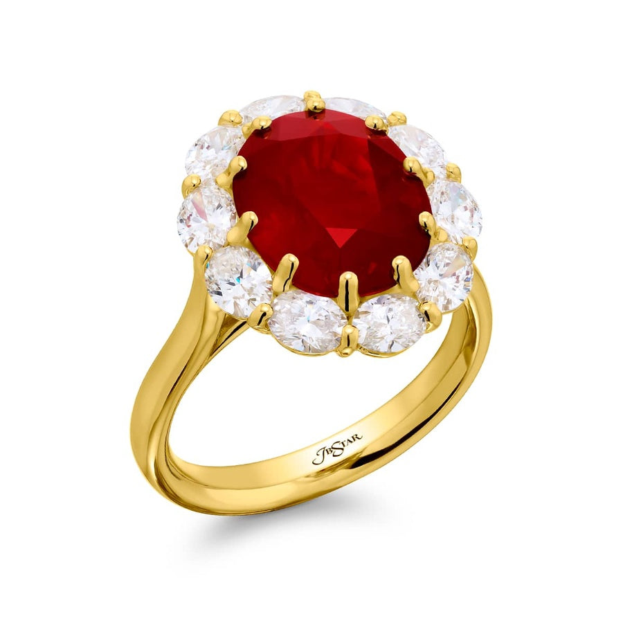 18K Yellow Gold Oval Ruby Certified Ring