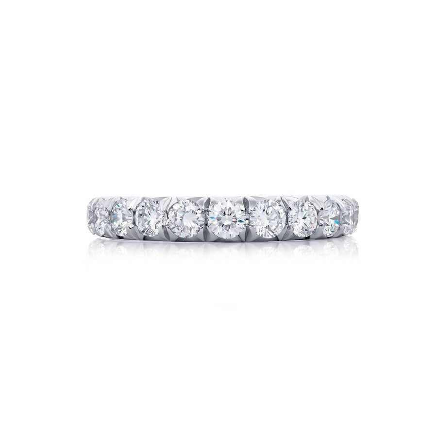 Platinum Round Diamond Single-Row Band