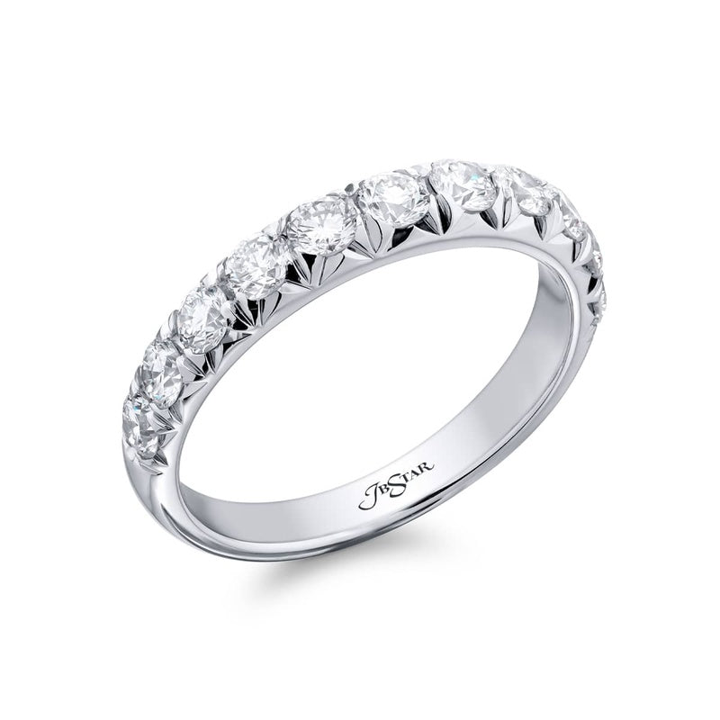 Platinum Round Diamond Single-Row Band