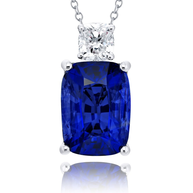 Platinum Cushion-Cut Vivid Sri Lankan Certified Pendant