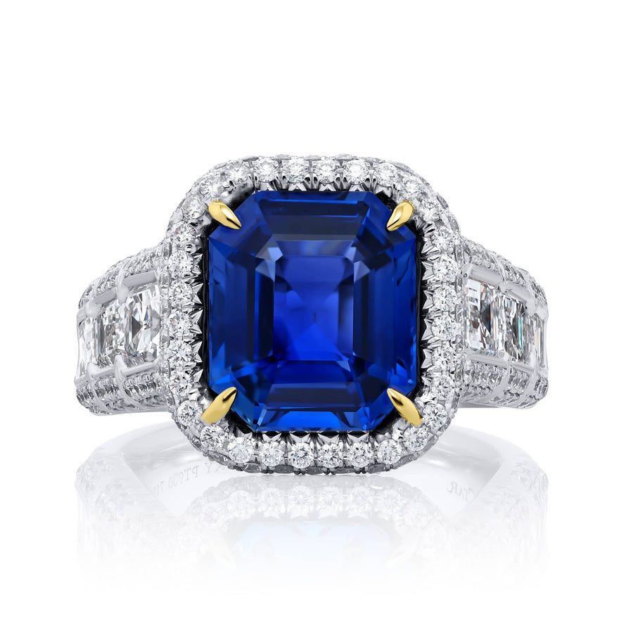 Platinum Emerald-Cut Sri Lankan Sapphire Ring