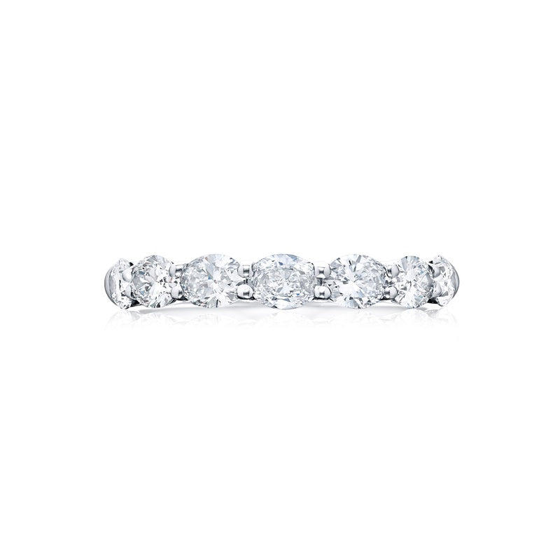 Platinum Oval Diamond Single-Row East-West Band